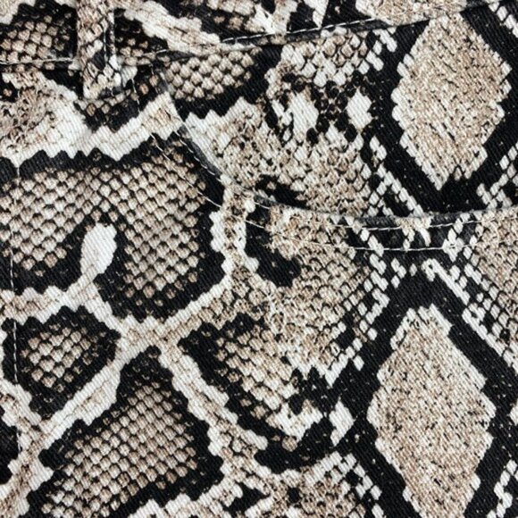 ZARA Snake Print Denim Mini Skirt Sz  Medium Asymmetrical Hem - Picture 6 of 8
